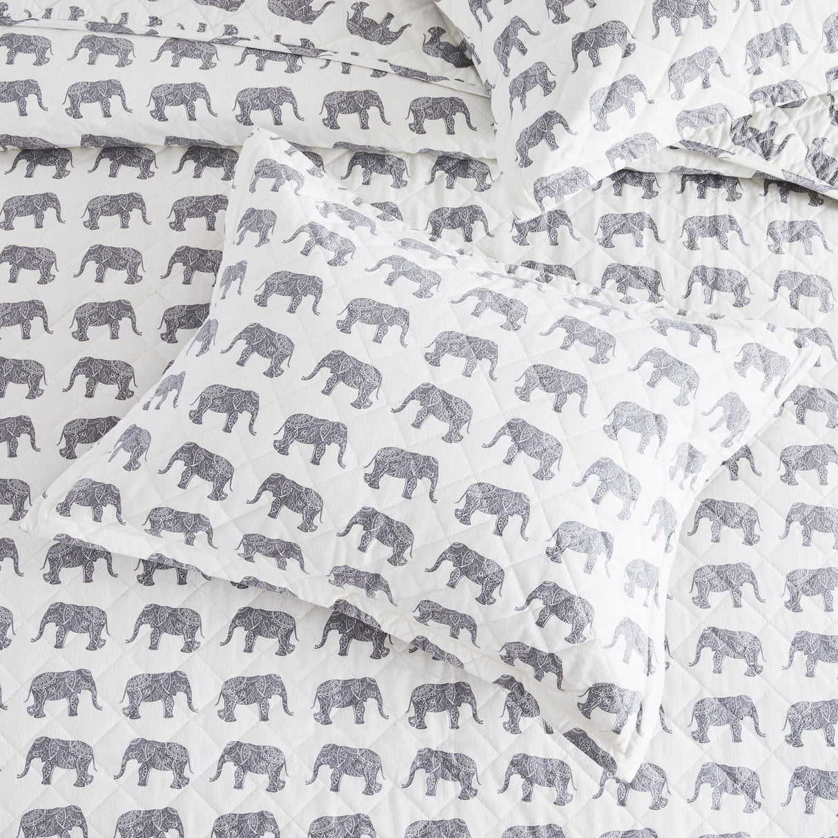 Elephants Cotton Flannel Quilt Set-Quilt-Parc Decor