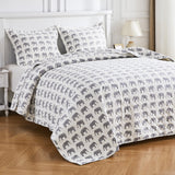 Elephants Cotton Flannel Quilt Set-Quilt-Parc Decor