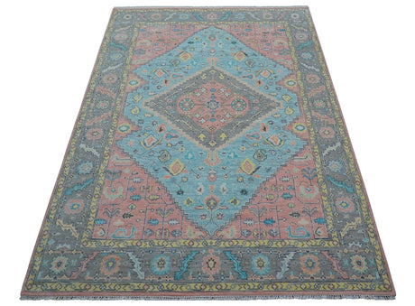Eliane Custom Made Traditional Style Pink And Blue Hand Knotted Wool Area Rug