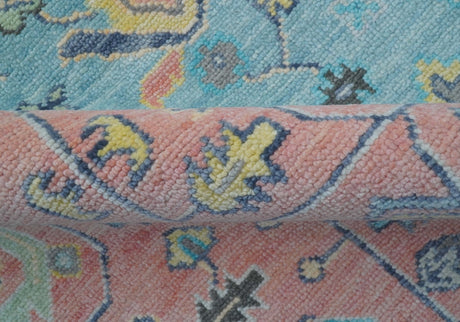 Eliane Custom Made Traditional Style Pink And Blue Hand Knotted Wool Area Rug