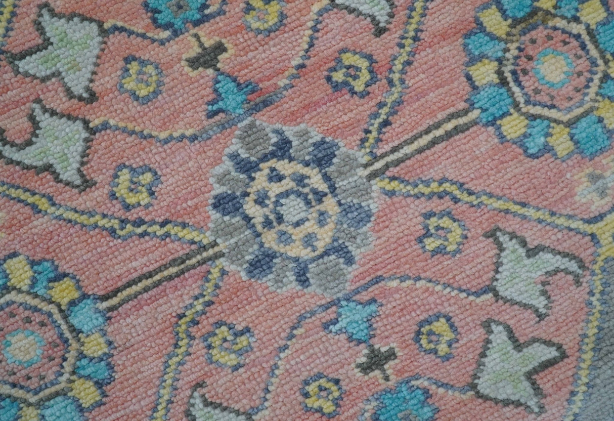Eliane Custom Made Traditional Style Pink And Blue Hand Knotted Wool Area Rug