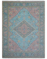 Eliane Custom Made Traditional Style Pink And Blue Hand Knotted Wool Area Rug