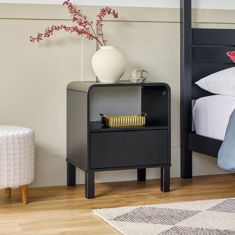 Elias Modern Curved-Frame Solid Wood Nightstand-Bedroom-Parc Decor