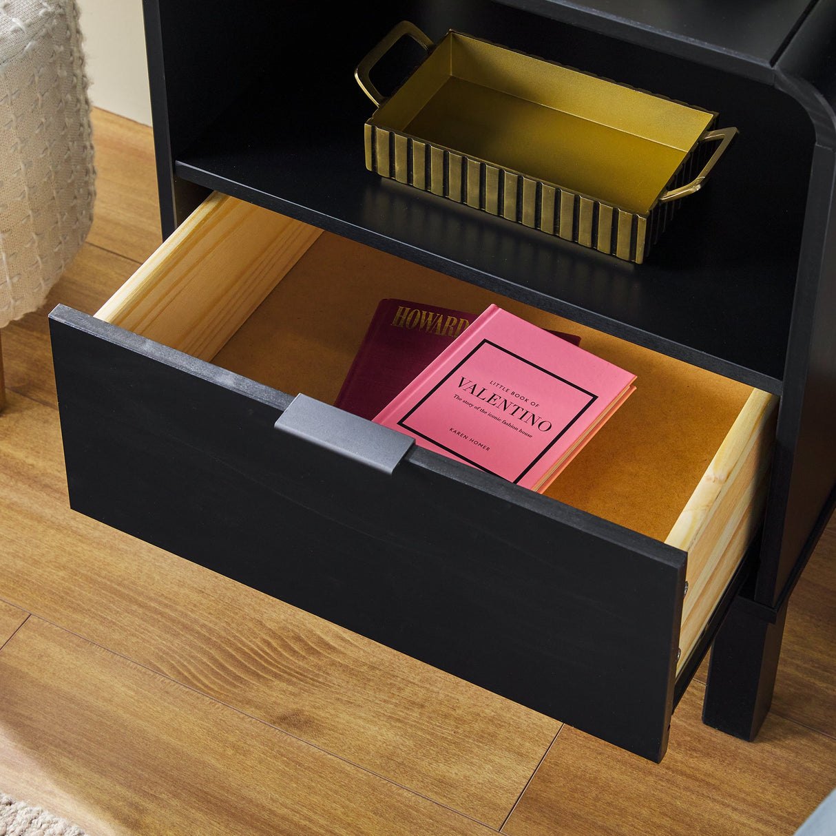 Elias Modern Curved-Frame Solid Wood Nightstand-Bedroom-Parc Decor