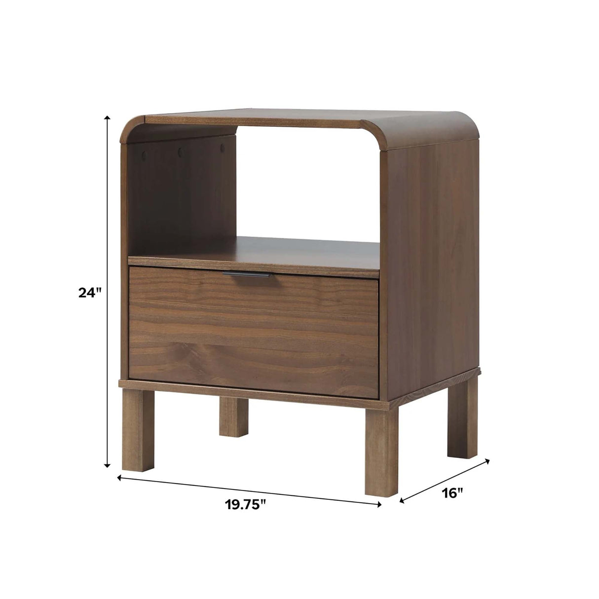 Elias Modern Curved-Frame Solid Wood Nightstand-Bedroom-Parc Decor