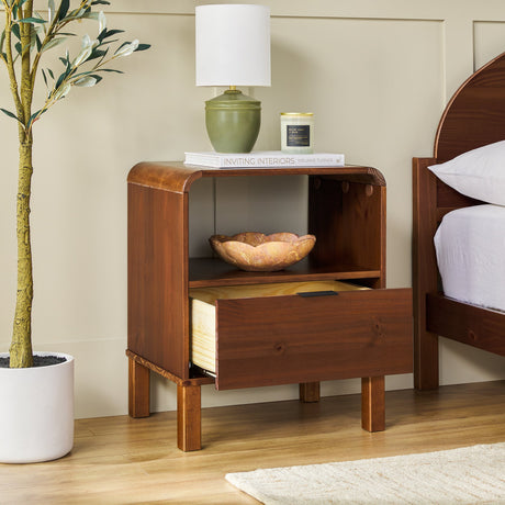 Elias Modern Curved-Frame Solid Wood Nightstand-Bedroom-Parc Decor
