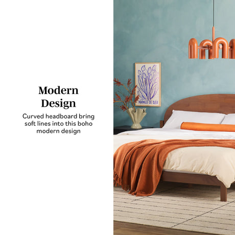 Elias Solid Wood Bed with Arched Headboard-Bedroom-Parc Decor