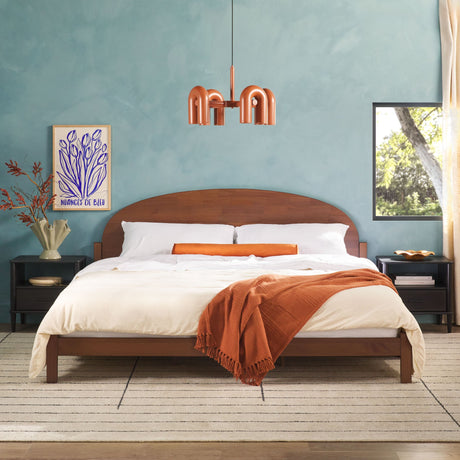 Elias Solid Wood Bed with Arched Headboard-Bedroom-Parc Decor