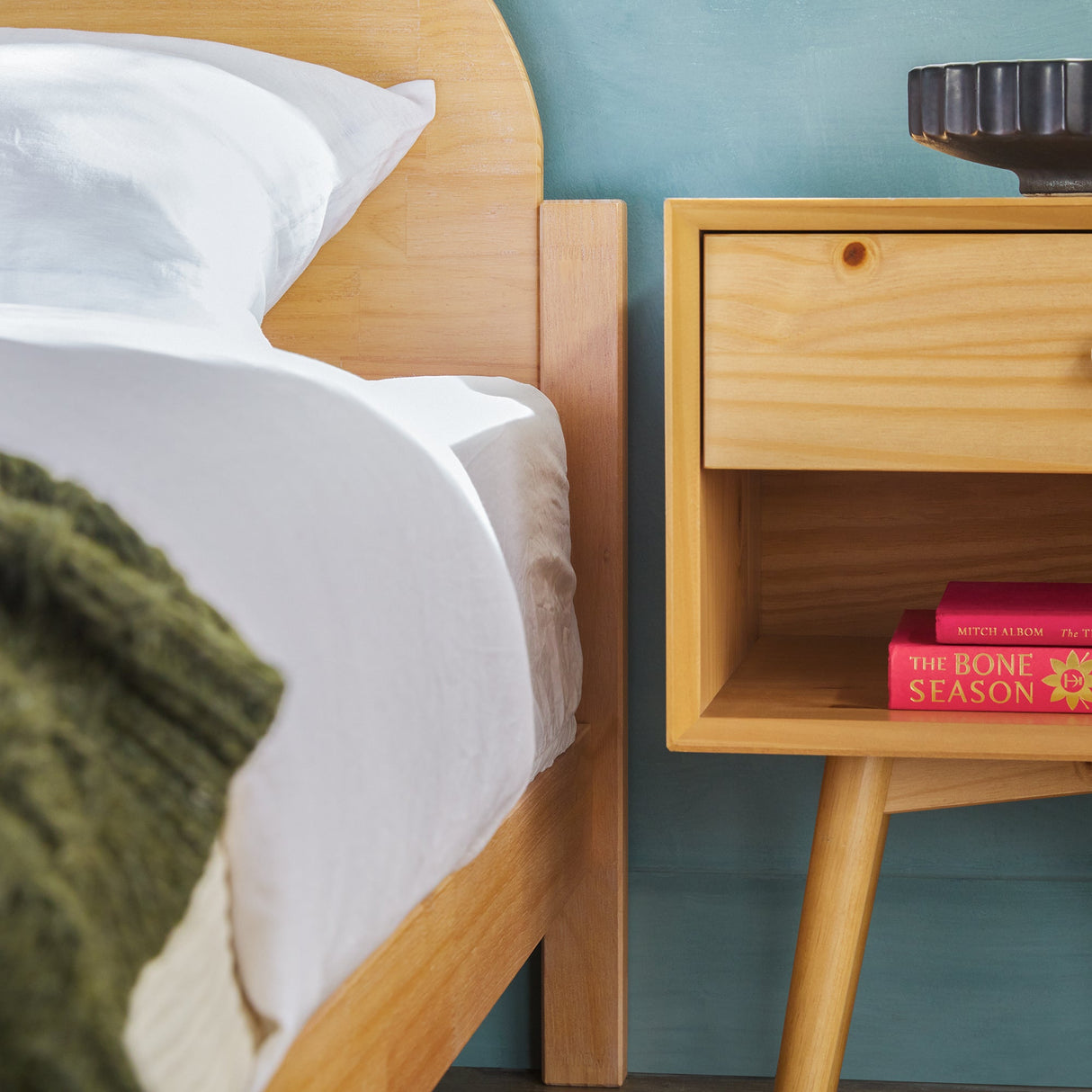 Elias Solid Wood Bed with Arched Headboard-Bedroom-Parc Decor