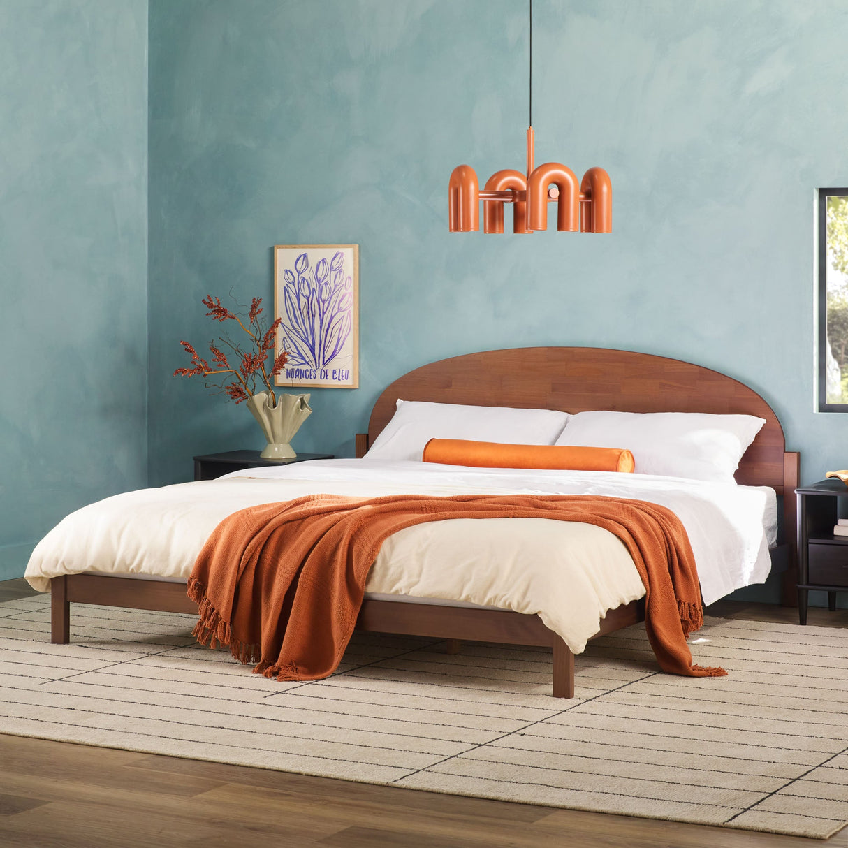 Elias Solid Wood Bed with Arched Headboard-Bedroom-Parc Decor