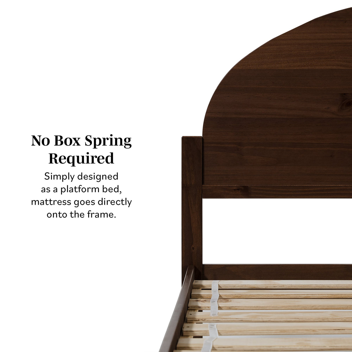 Elias Solid Wood Bed with Arched Headboard-Bedroom-Parc Decor