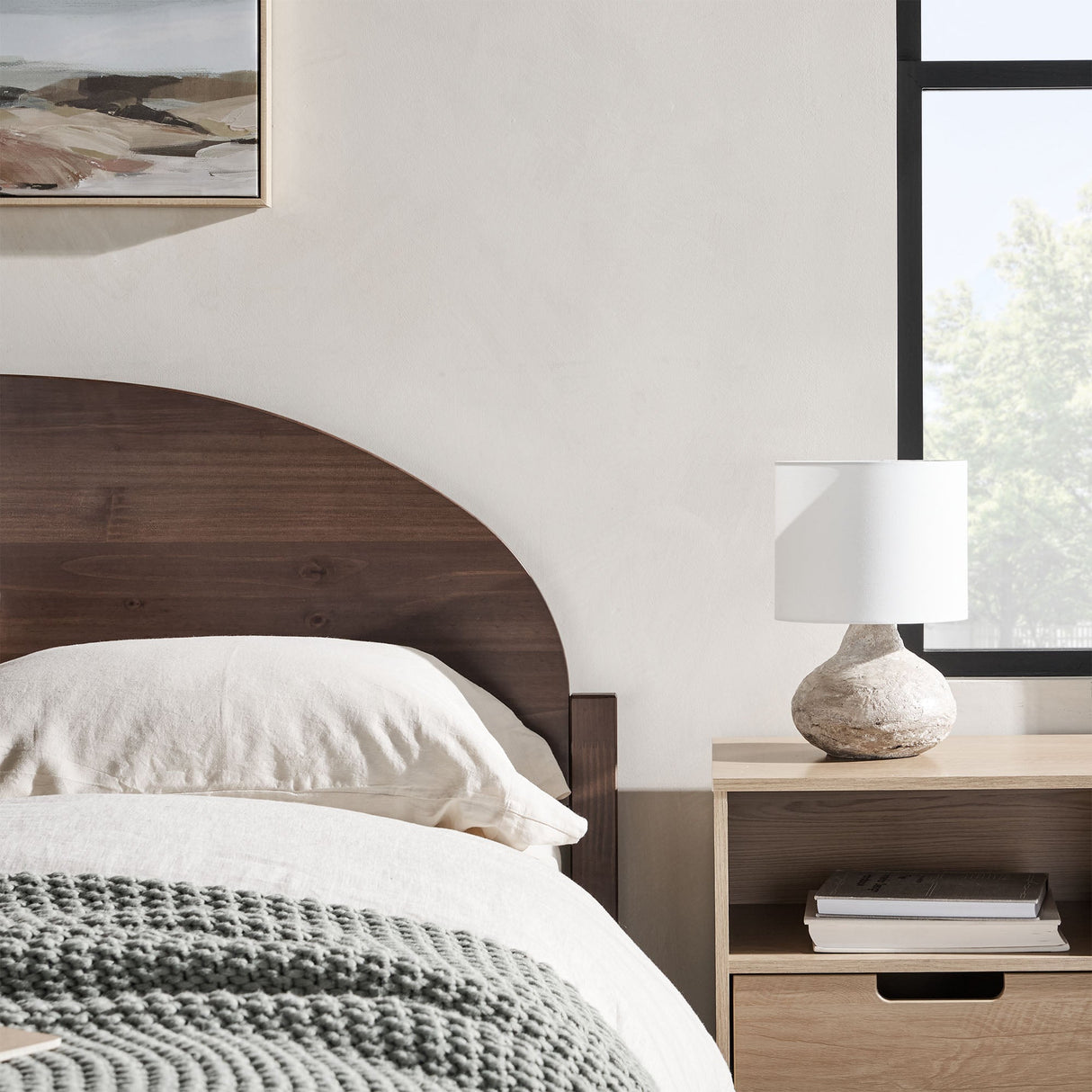 Elias Solid Wood Bed with Arched Headboard-Bedroom-Parc Decor