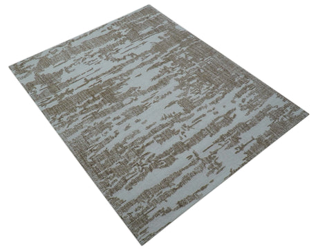 Ella Custom Made Abstract Brown And Ivory Hand Tufted wool rug