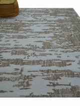 Ella Custom Made Abstract Brown And Ivory Hand Tufted wool rug