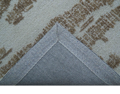 Ella Custom Made Abstract Brown And Ivory Hand Tufted wool rug