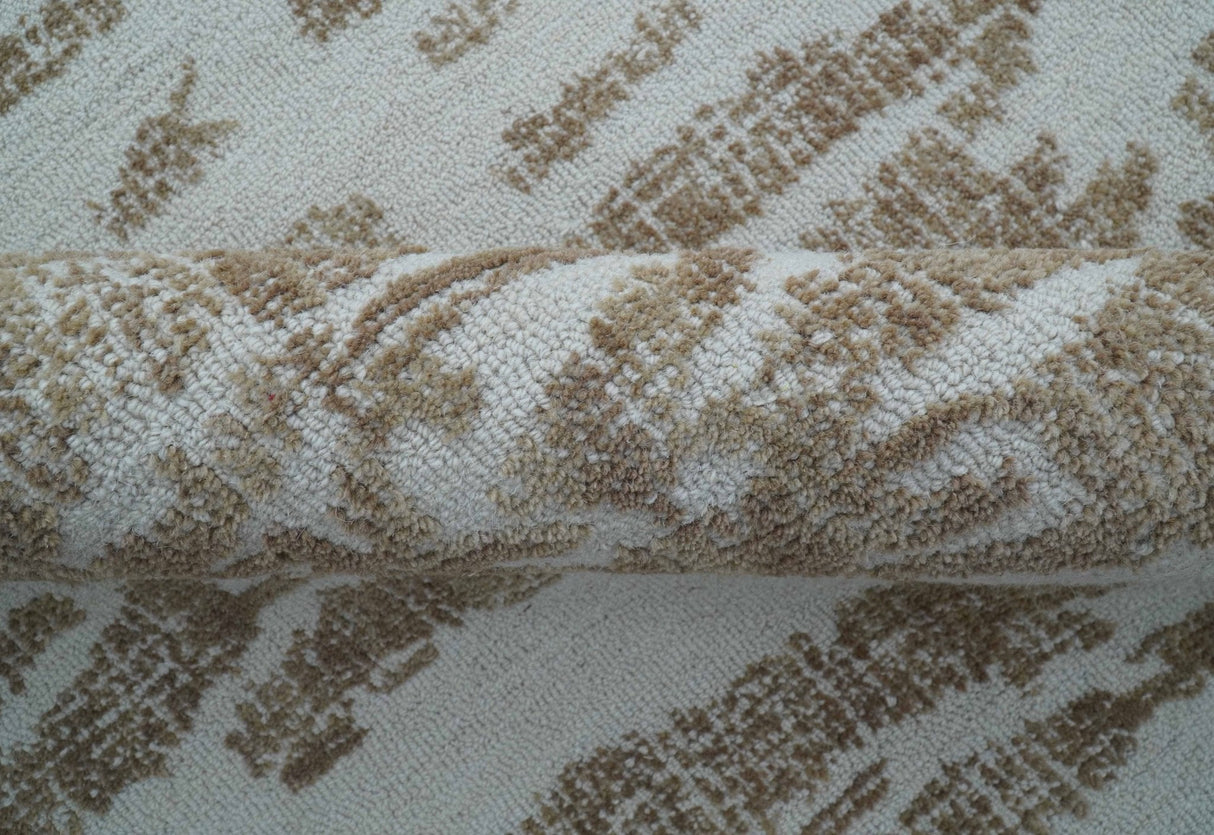 Ella Custom Made Abstract Brown And Ivory Hand Tufted wool rug