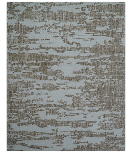 Ella Custom Made Abstract Brown And Ivory Hand Tufted wool rug