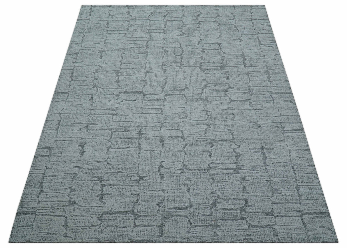 Ella Custom Made Contemporary Gray And Ivory Hand Tufted wool rug