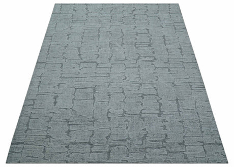 Ella Custom Made Contemporary Gray And Ivory Hand Tufted wool rug