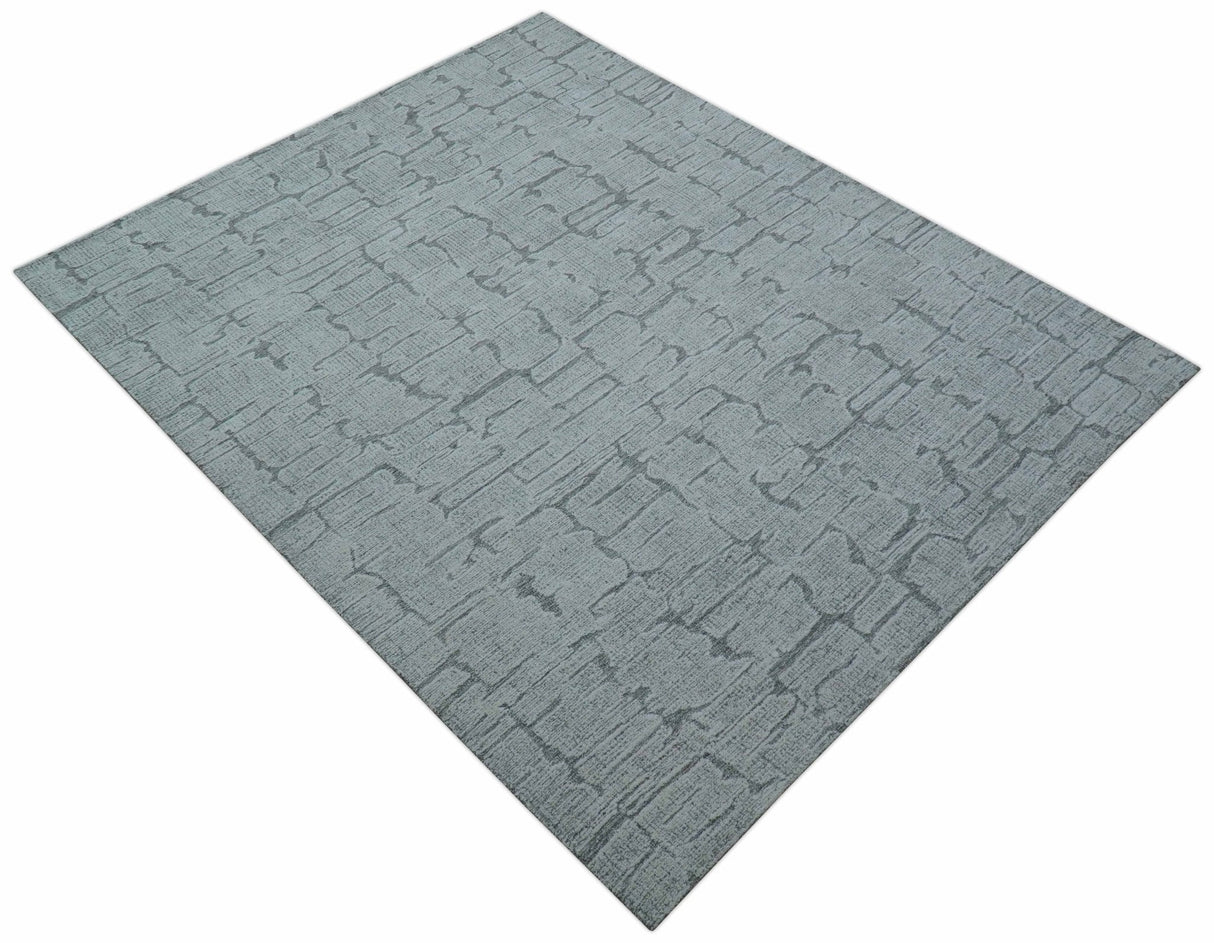 Ella Custom Made Contemporary Gray And Ivory Hand Tufted wool rug