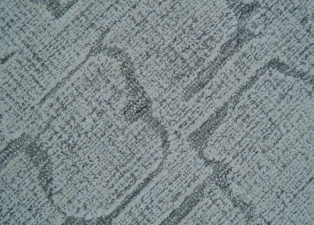 Ella Custom Made Contemporary Gray And Ivory Hand Tufted wool rug