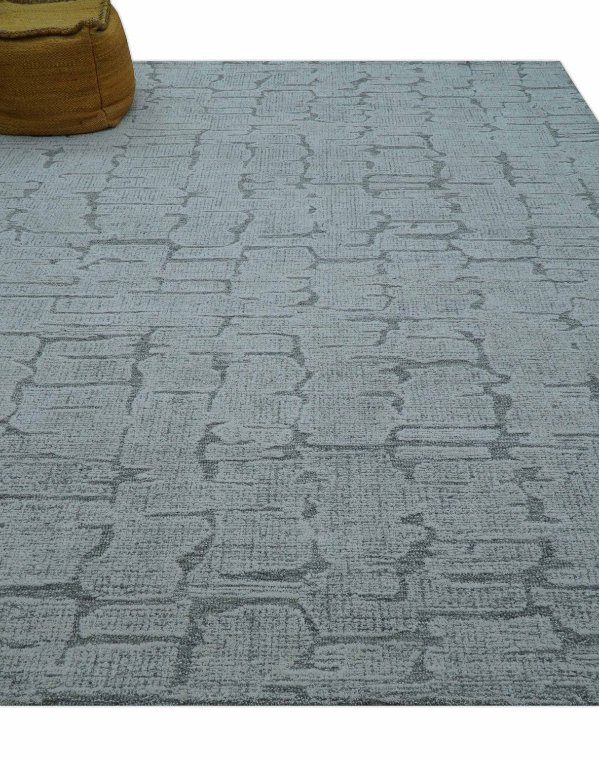 Ella Custom Made Contemporary Gray And Ivory Hand Tufted wool rug