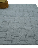 Ella Custom Made Contemporary Gray And Ivory Hand Tufted wool rug