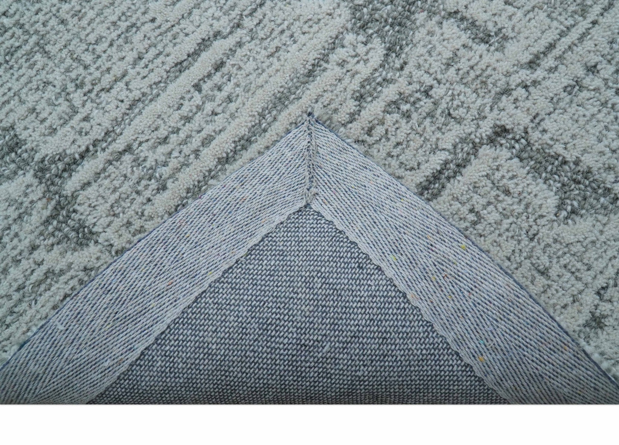 Ella Custom Made Contemporary Gray And Ivory Hand Tufted wool rug