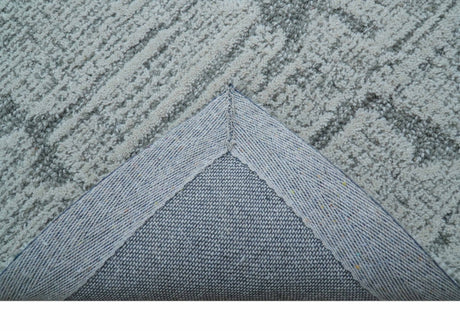 Ella Custom Made Contemporary Gray And Ivory Hand Tufted wool rug