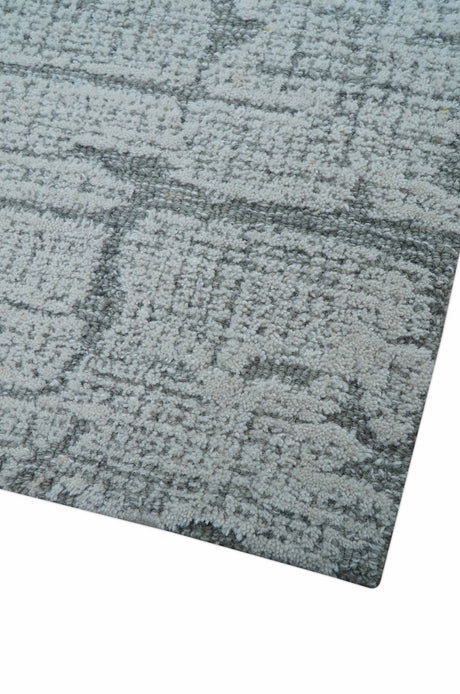 Ella Custom Made Contemporary Gray And Ivory Hand Tufted wool rug