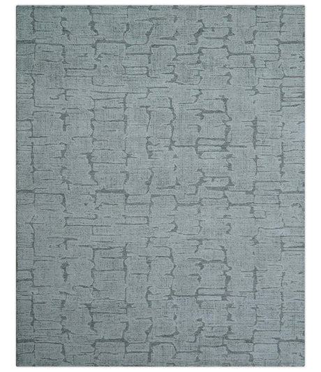 Ella Custom Made Contemporary Gray And Ivory Hand Tufted wool rug