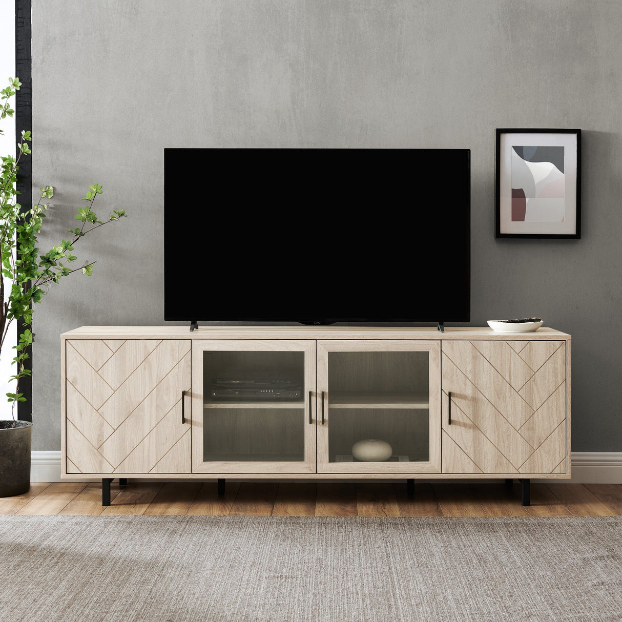 Ella Herringbone TV Stand-Entertainment-Parc Decor