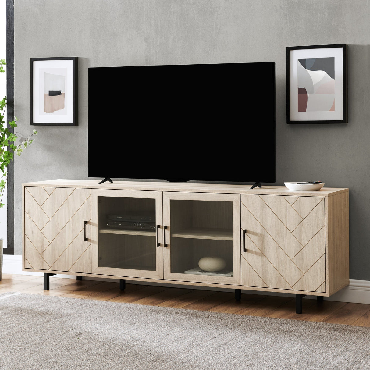 Ella Herringbone TV Stand-Entertainment-Parc Decor