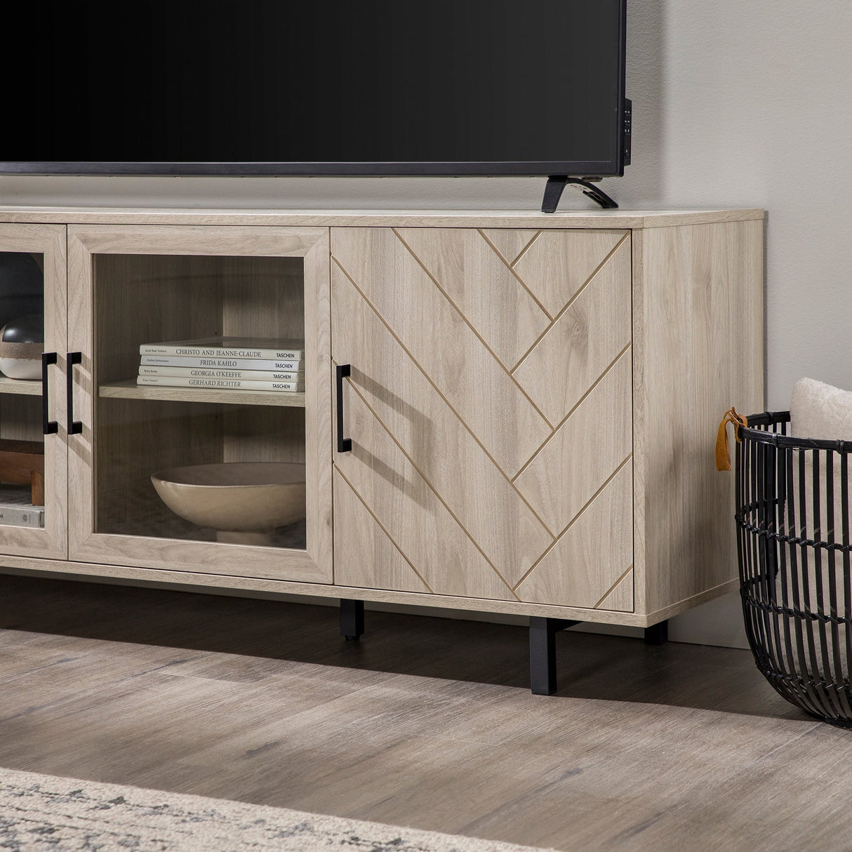 Ella Herringbone TV Stand-Entertainment-Parc Decor