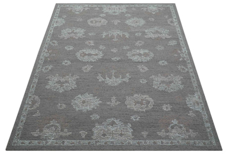 Elvin Custom Made Traditional Oushak Gray Hand Tufted wool rug