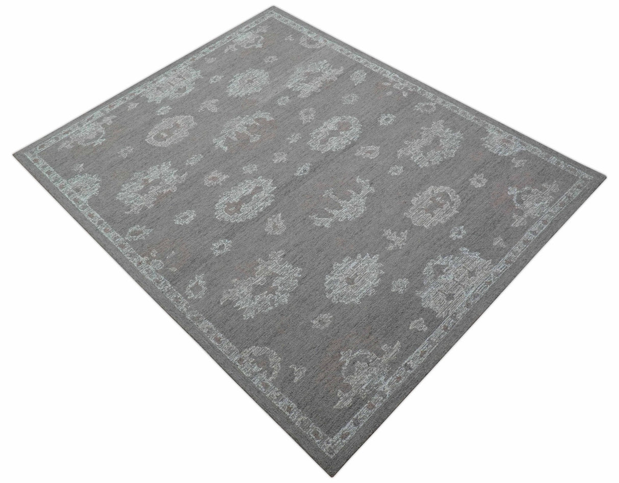 Elvin Custom Made Traditional Oushak Gray Hand Tufted wool rug