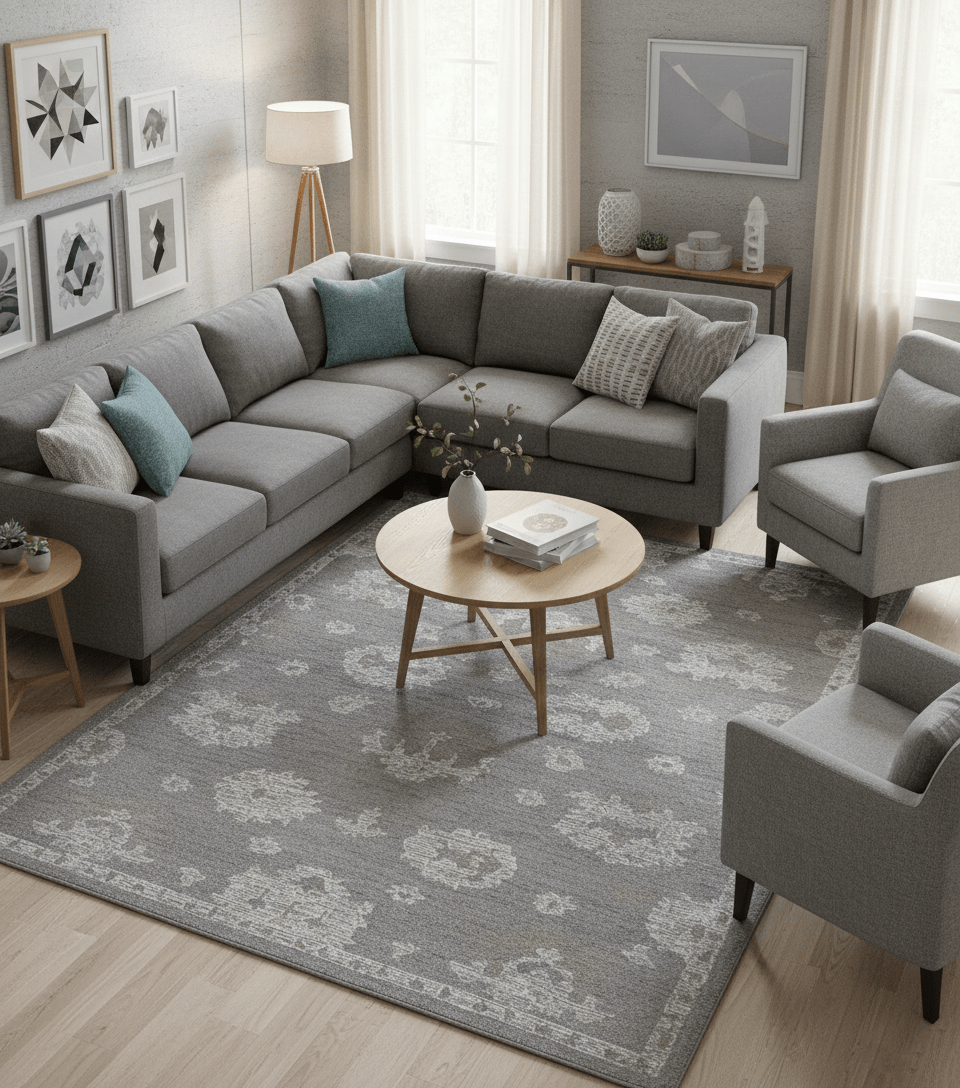 Elvin Custom Made Traditional Oushak Gray Hand Tufted wool rug