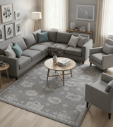 Elvin Custom Made Traditional Oushak Gray Hand Tufted wool rug