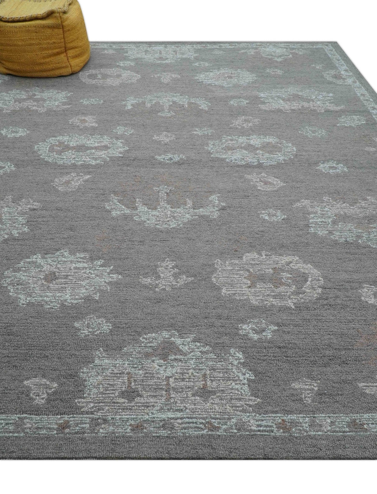 Elvin Custom Made Traditional Oushak Gray Hand Tufted wool rug