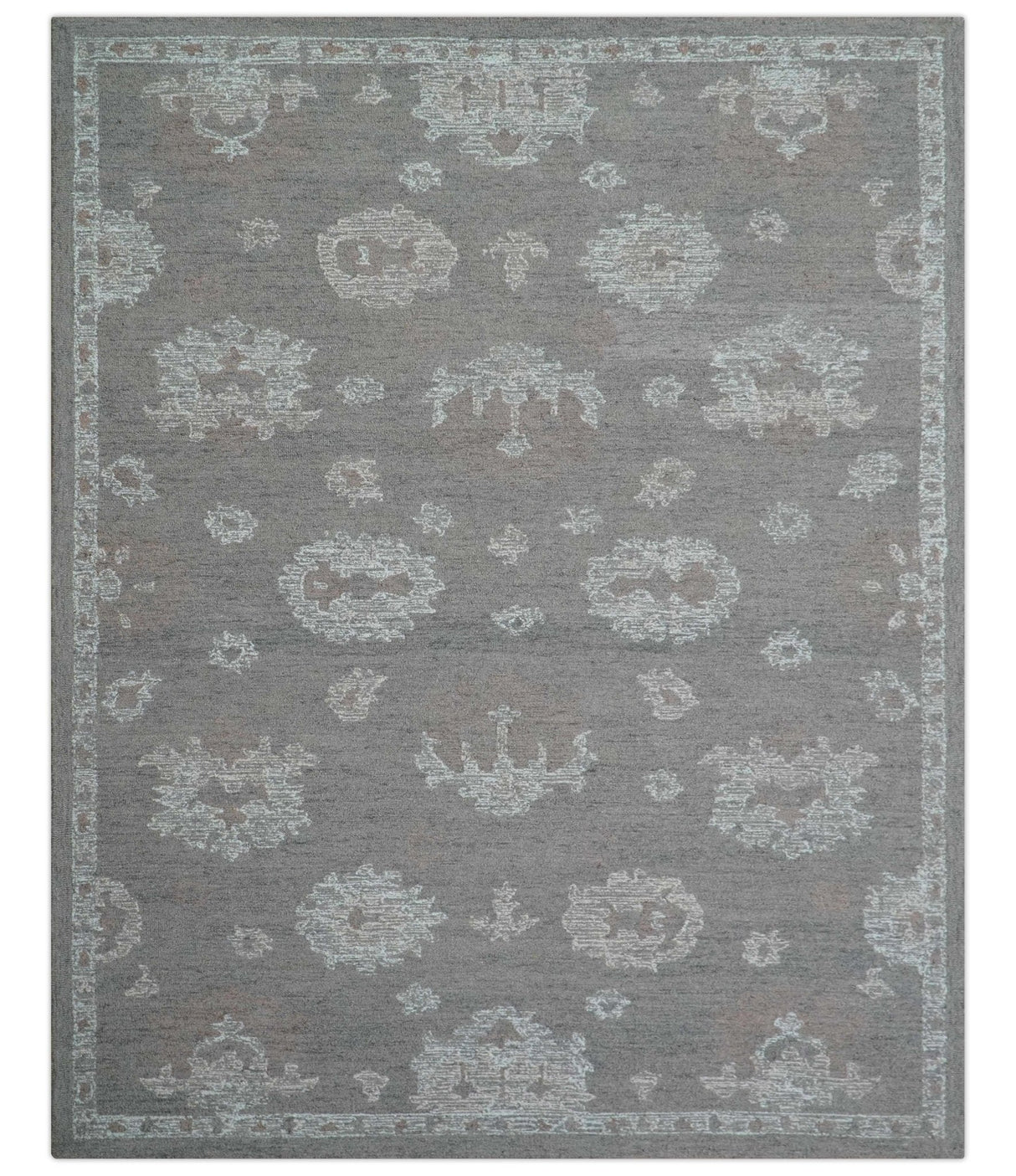 Elvin Custom Made Traditional Oushak Gray Hand Tufted wool rug