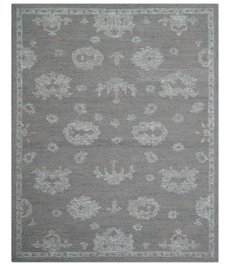 Elvin Custom Made Traditional Oushak Gray Hand Tufted wool rug