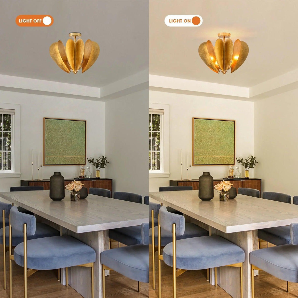 Elvira Farmhouse Gold Hexagonal Ceiling Light