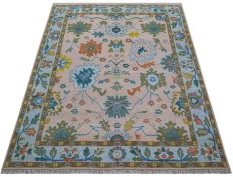 Emmy Custom Made Traditional Design Peach Hand Knotted Wool Rug