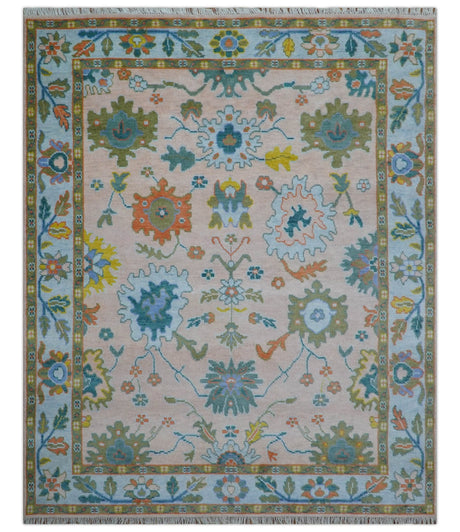 Emmy Custom Made Traditional Design Peach Hand Knotted Wool Rug