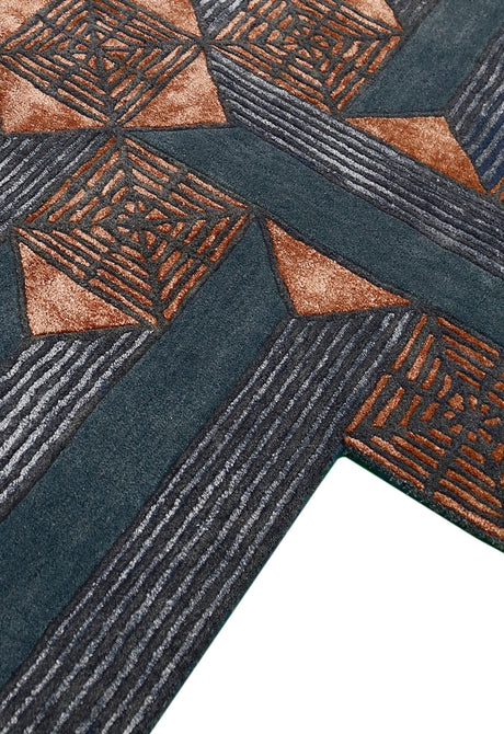 Empress Modern Geometrical Style Gray Hand Tufted 5x8 Wool Rug