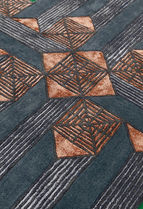 Empress Modern Geometrical Style Gray Hand Tufted 5x8 Wool Rug