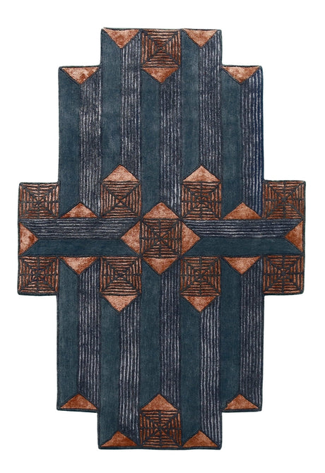 Empress Modern Geometrical Style Gray Hand Tufted 5x8 Wool Rug