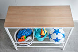 Entryway Storage Organizer & Bench (18" H) - Steel + Wood