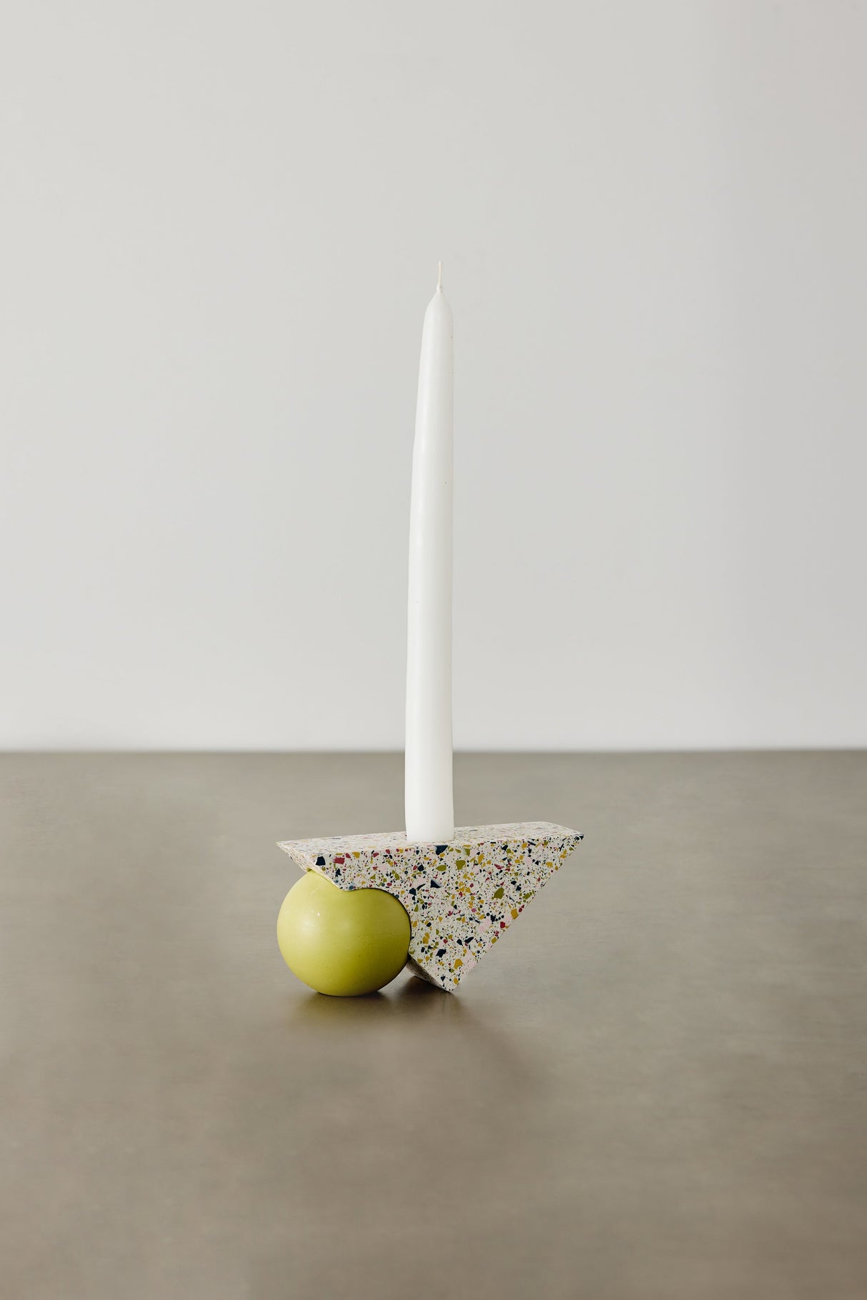 Equilibrium Bright Green & Pink Terrazzo Taper Candle Holder-Décor-Parc Decor