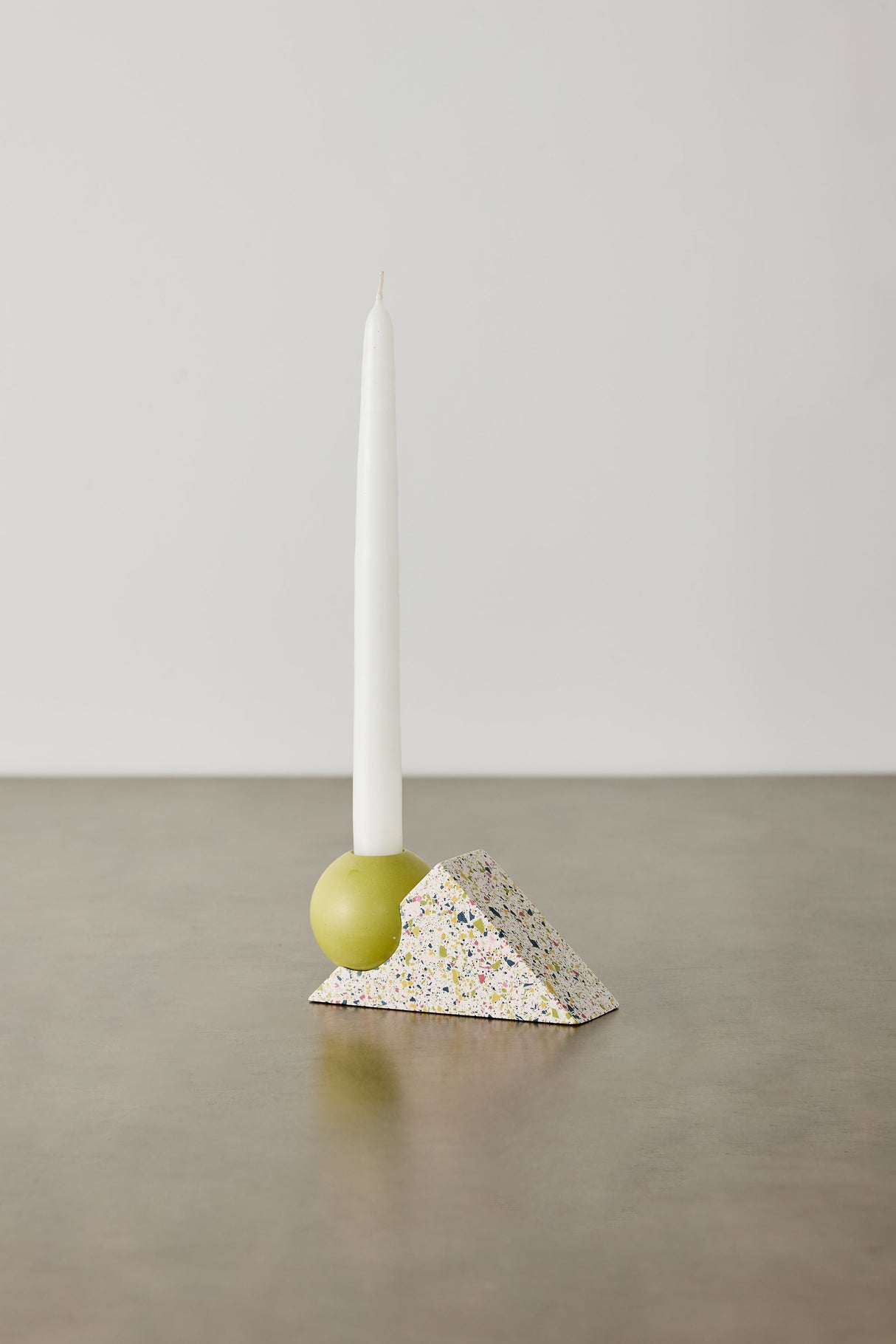 Equilibrium Bright Green & Pink Terrazzo Taper Candle Holder-Décor-Parc Decor